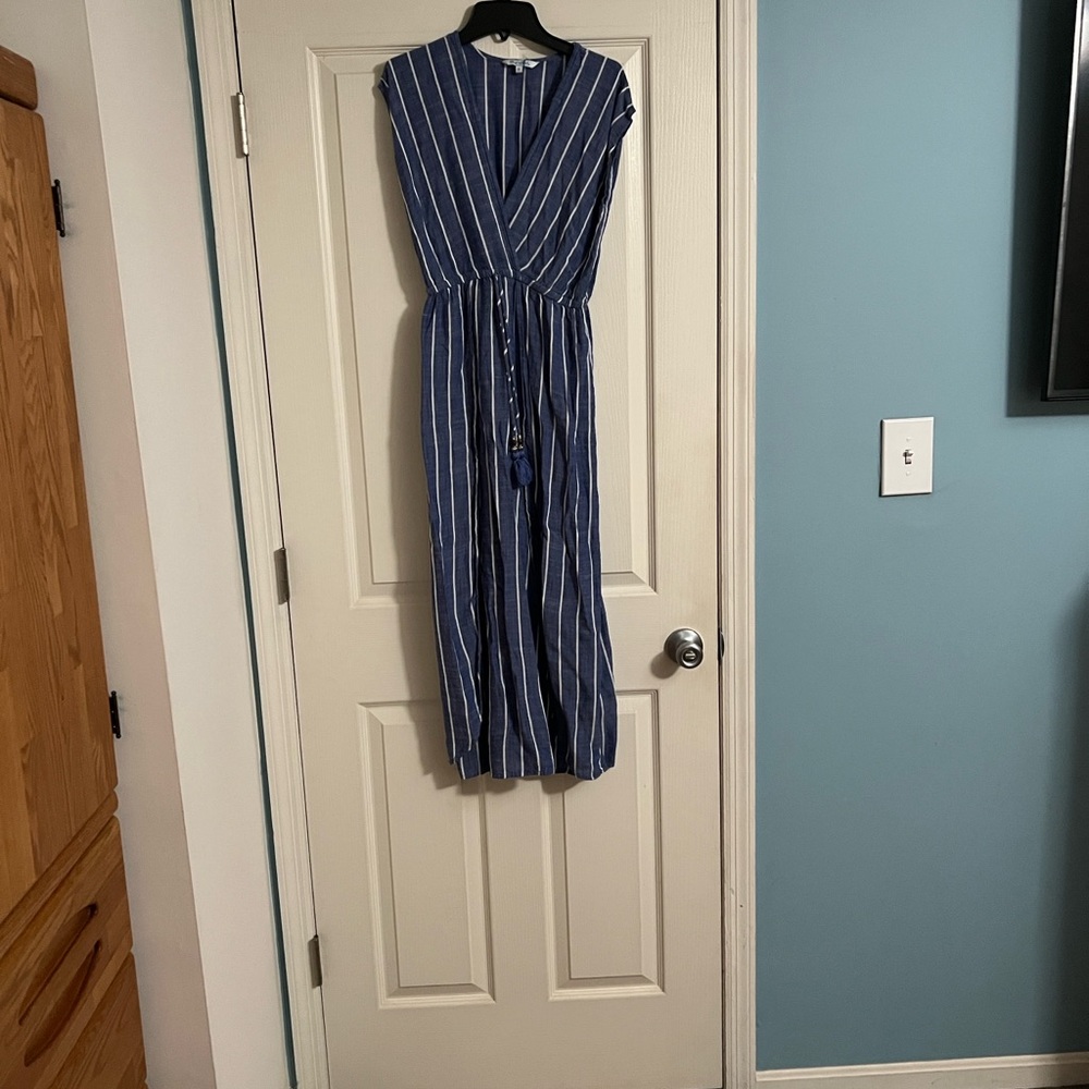 Blue Island blue/white striped resort wear dress